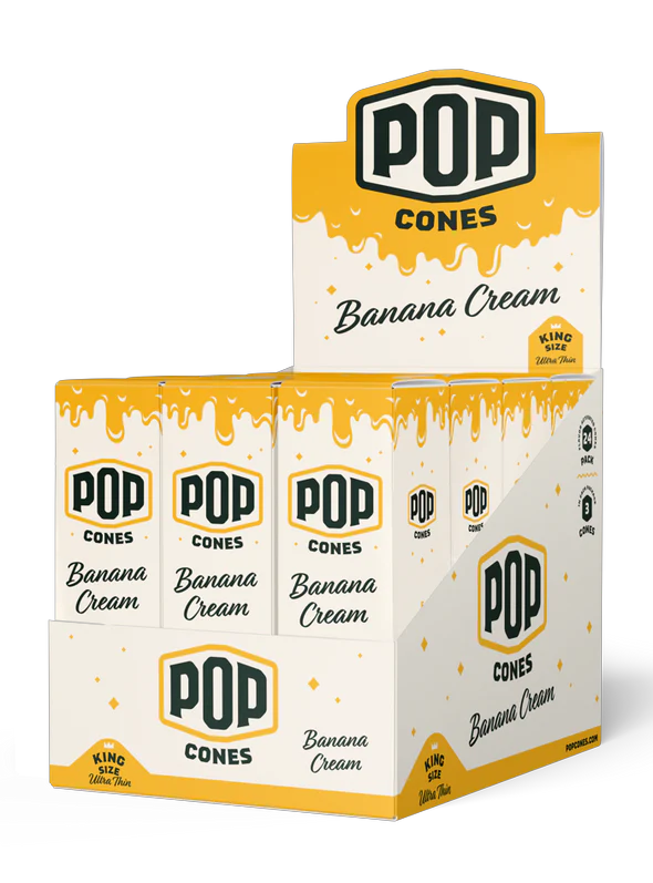 POP King Size Ultra Thin Pre Rolled Cones - Banana Cream (Full Box)