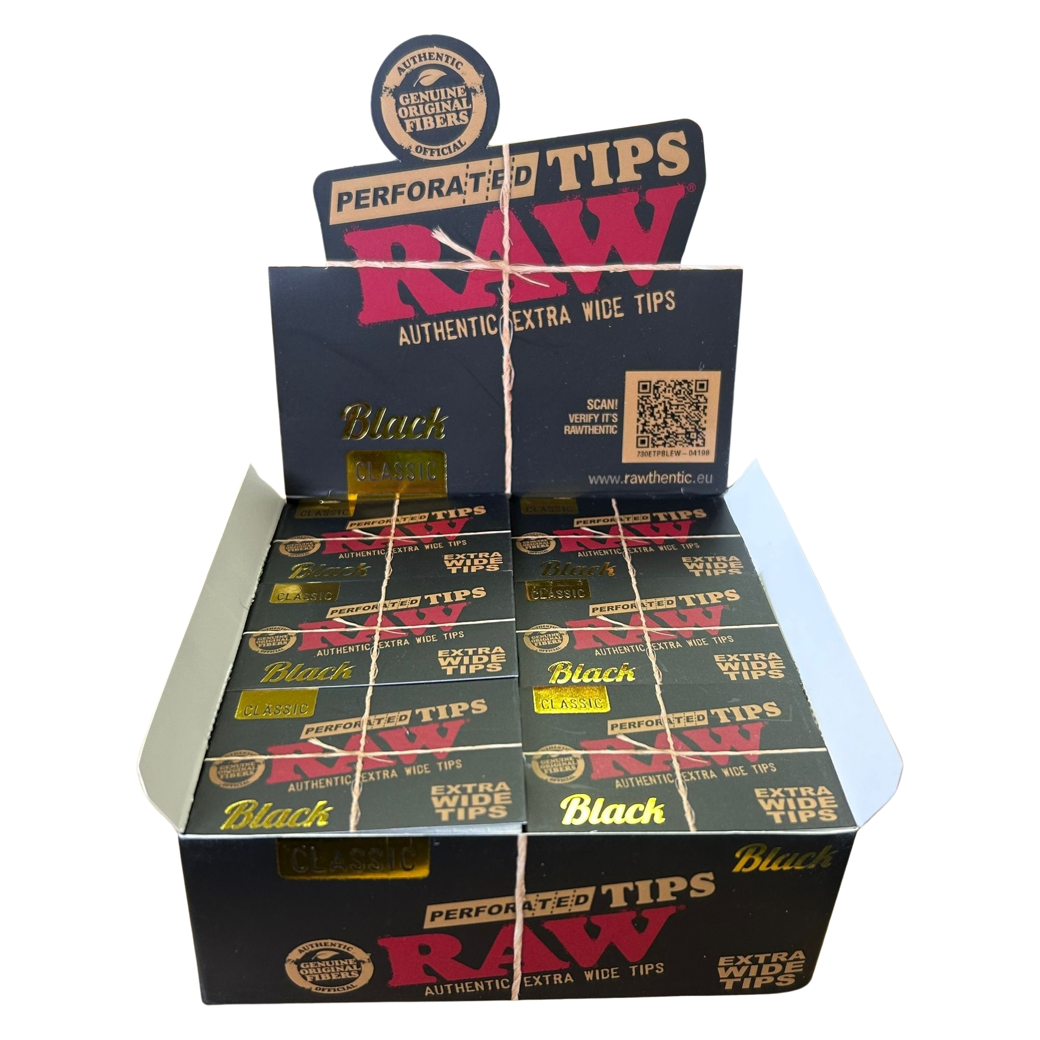 RAW Perforated Black Extra Wide Tips (Full Box)