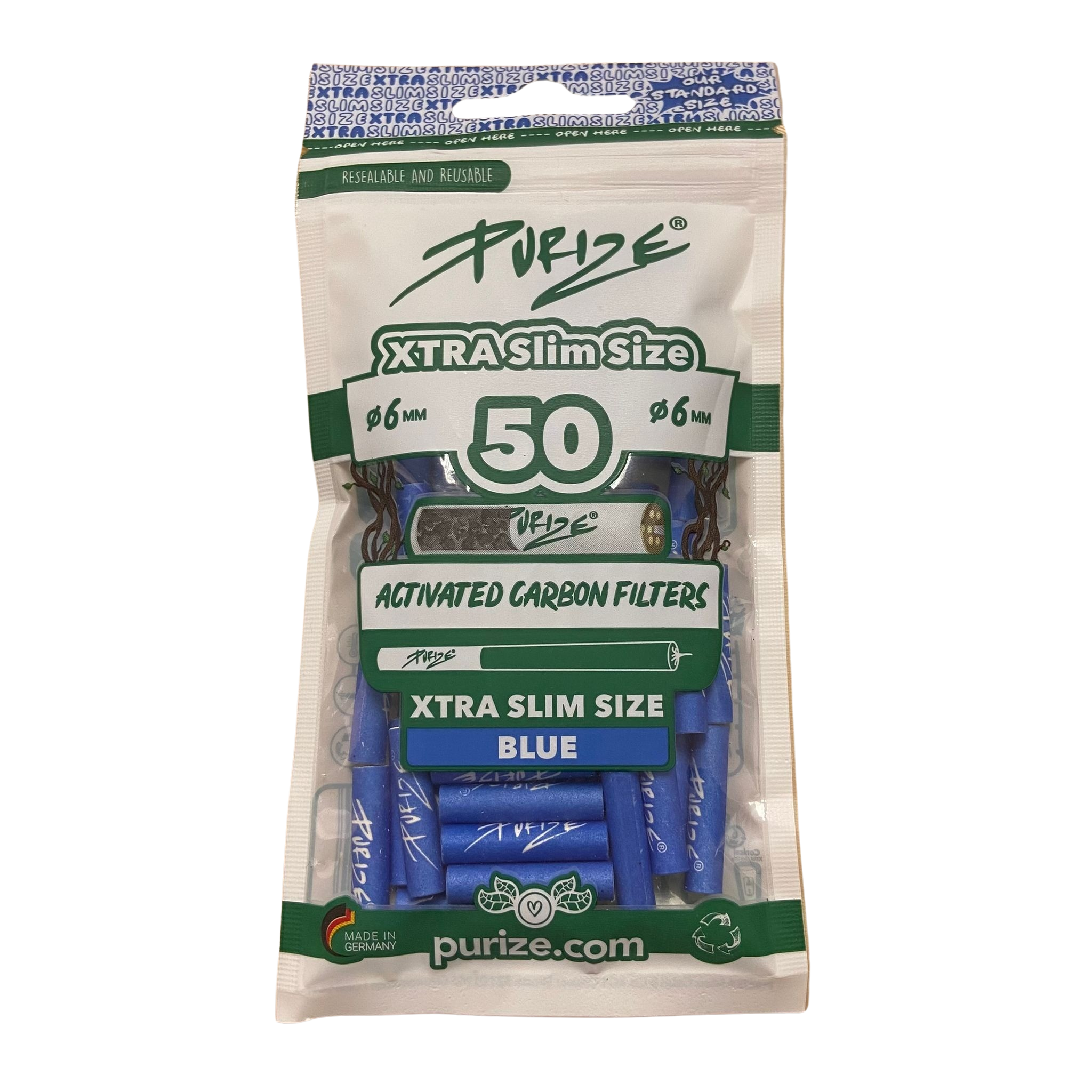PURIZE® Activated Carbon Xtra Slim Filters 6mm (50 pcs)