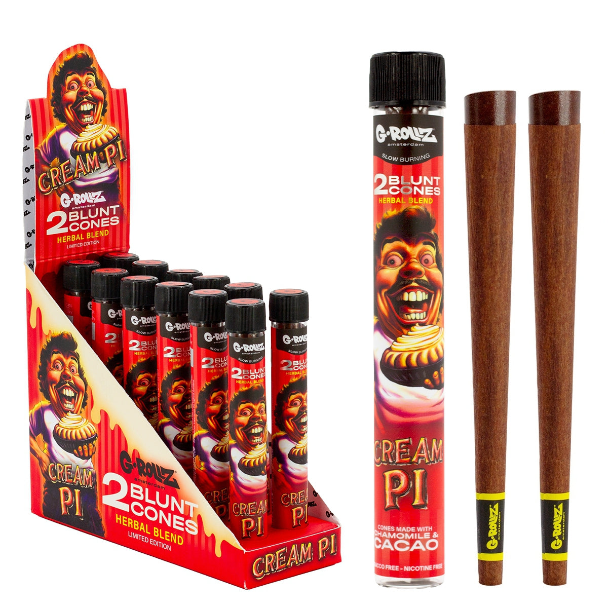 G-Rollz Terpene Infused Yerba Mate & Chamomile Blunt Cones - Cream Pi (12 pcs)