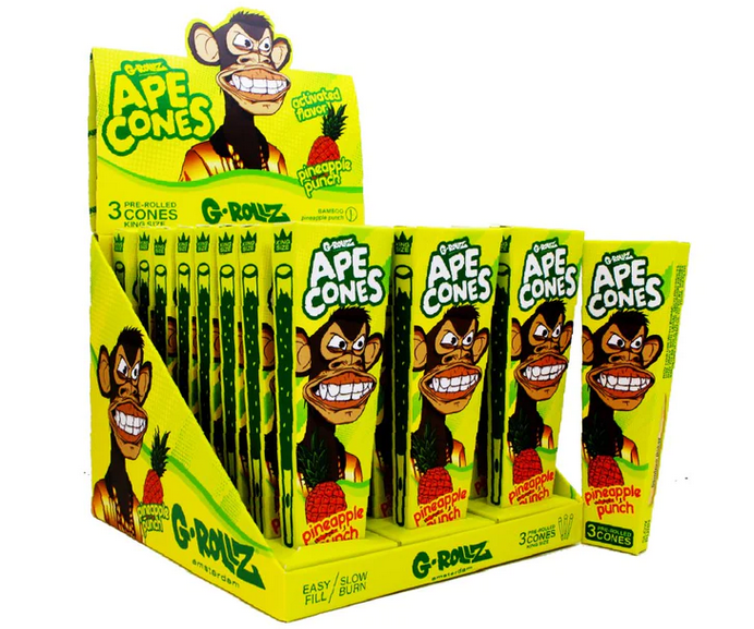 G-Rollz Ape King Size Pre-Rolled Cones: Pineapple Punch - 3 Cones (24 Pack)