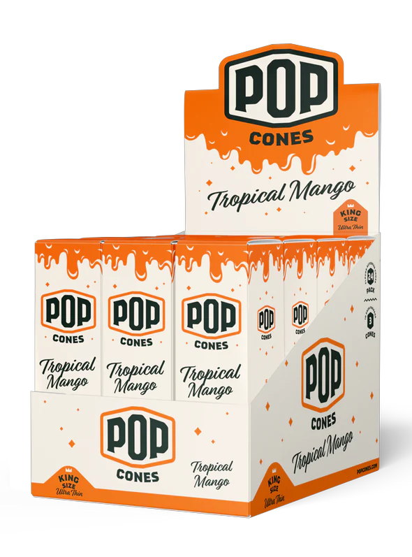 POP King Size Ultra Thin Pre Rolled Cones - Tropical Mango (Full Box)