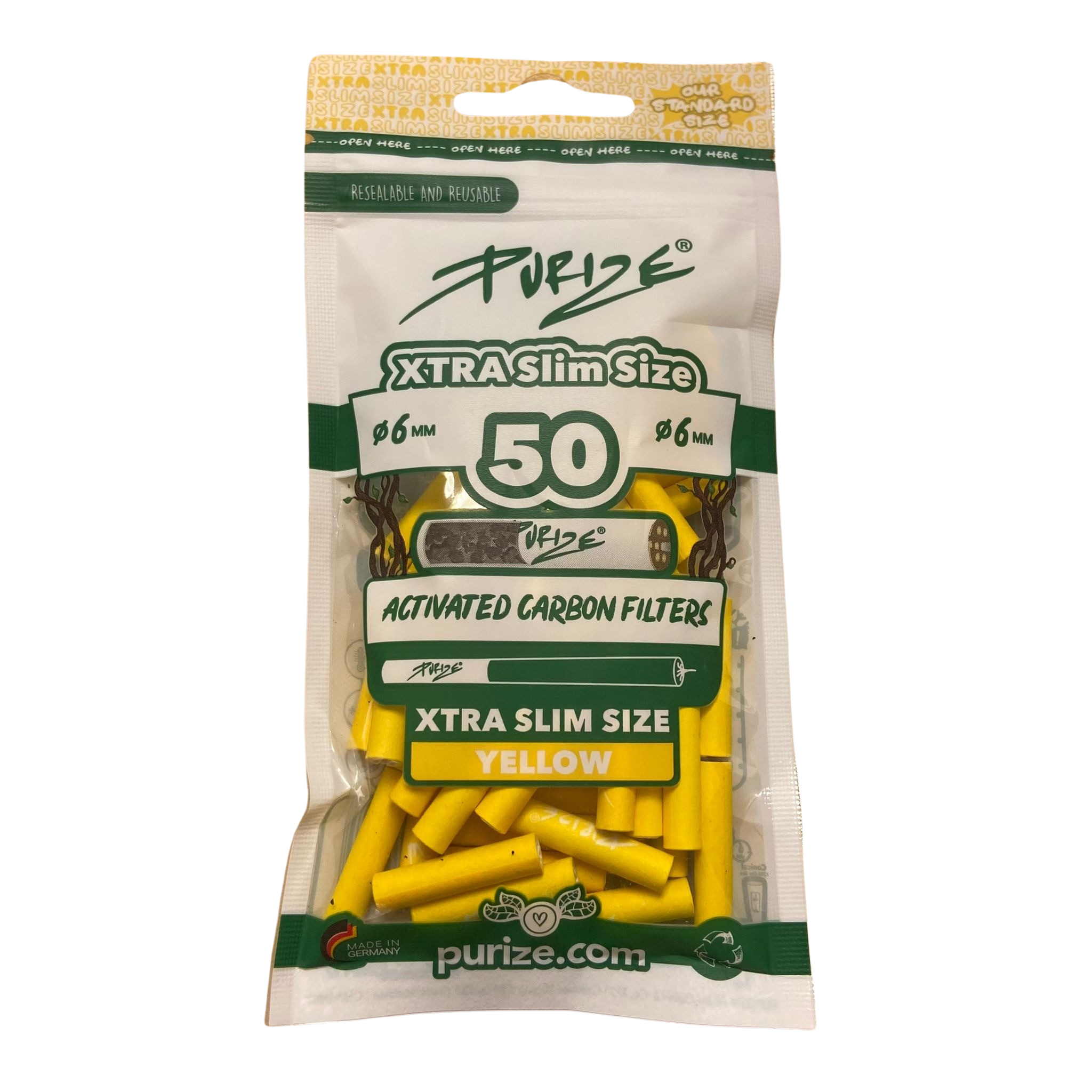 PURIZE® Activated Carbon Xtra Slim Filters 6mm (50 pcs)