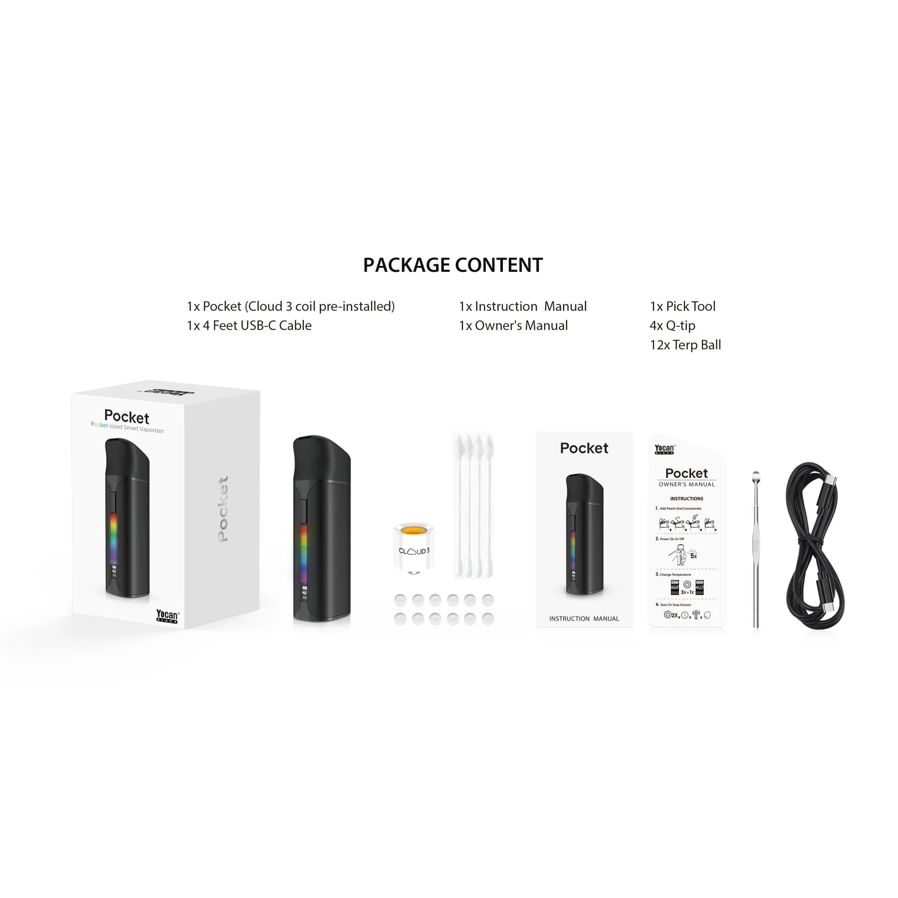 Yocan Black Pocket Concentrate Vaporizer: Blossom (Single Piece)