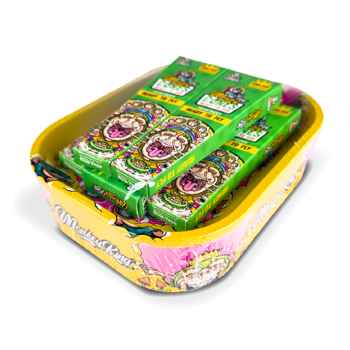 Monkey King Rolling Tray Box + Hemp Cones: Alien (Single Piece)