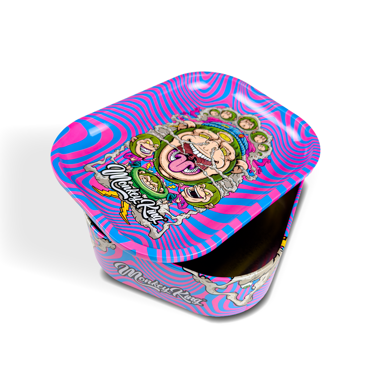 Monkey King Rolling Tray Box + Hemp Cones: Psychedelic (Single Piece)