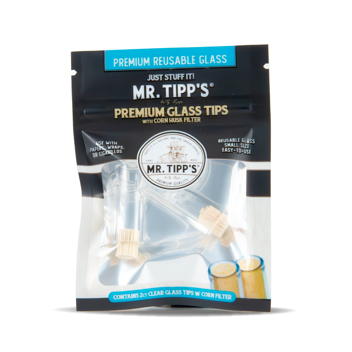 Mr Tipp'S Glass Filter Tips Glass With Corn Husk Twin Packs (2Pcs X 12) Default Title