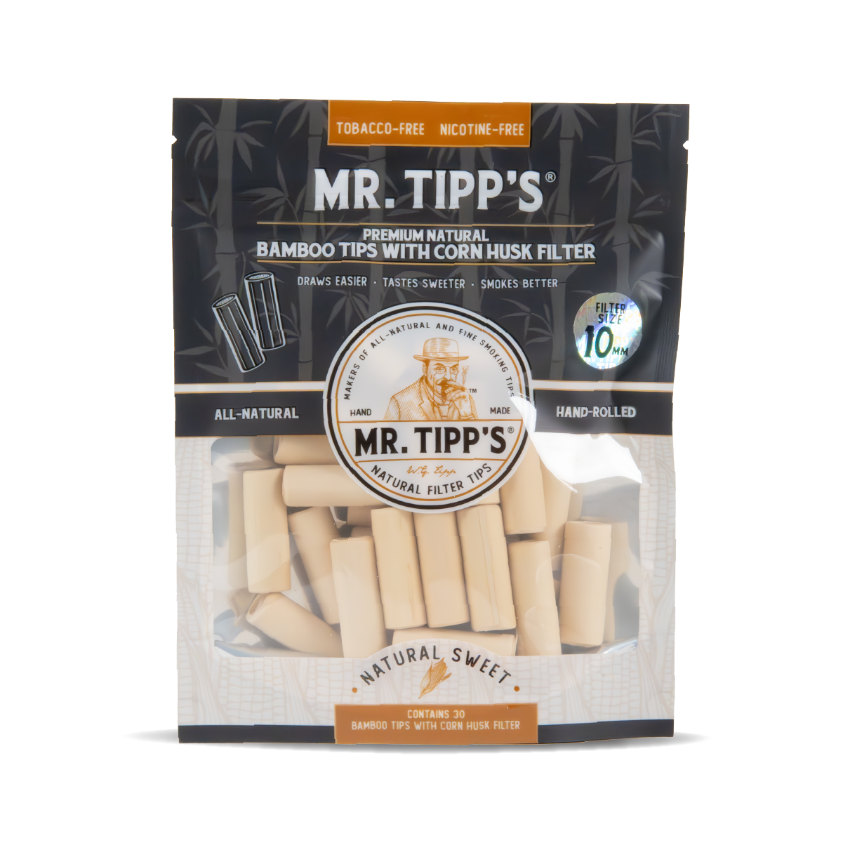 Mr Tipp's Bamboo Corn Husk Filter Tips 8mm - Large (30 Tips per Pack)