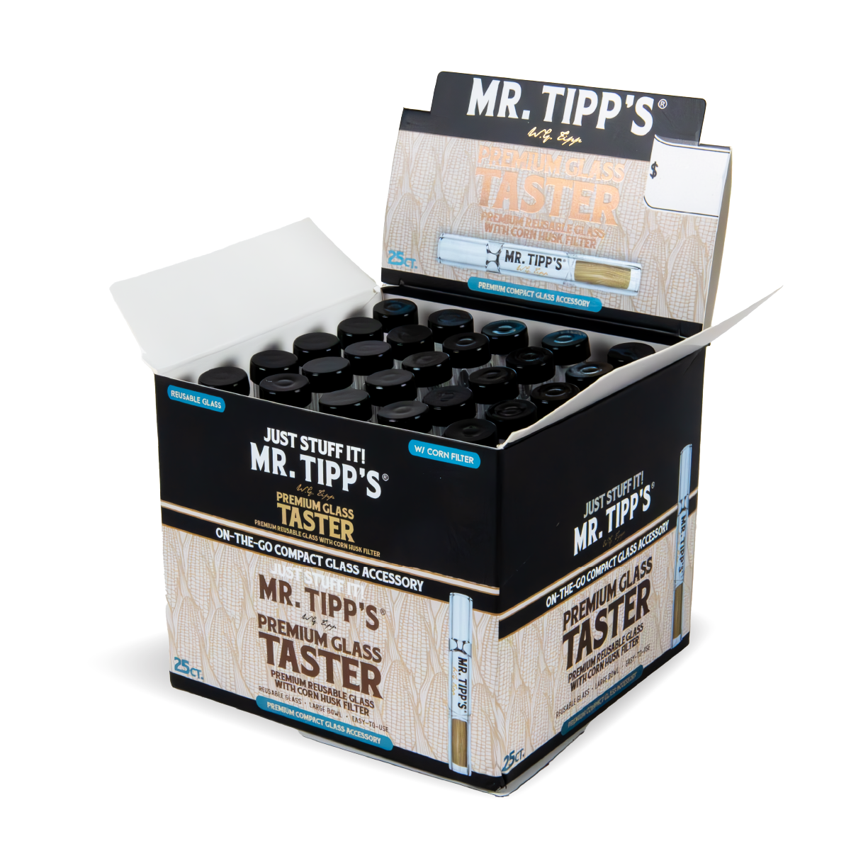 Mr Tipp's Glass Taster Pipes - Glass with Corn Husk